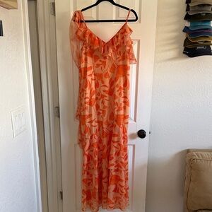 Finesse Orange Floral Maxi Dress